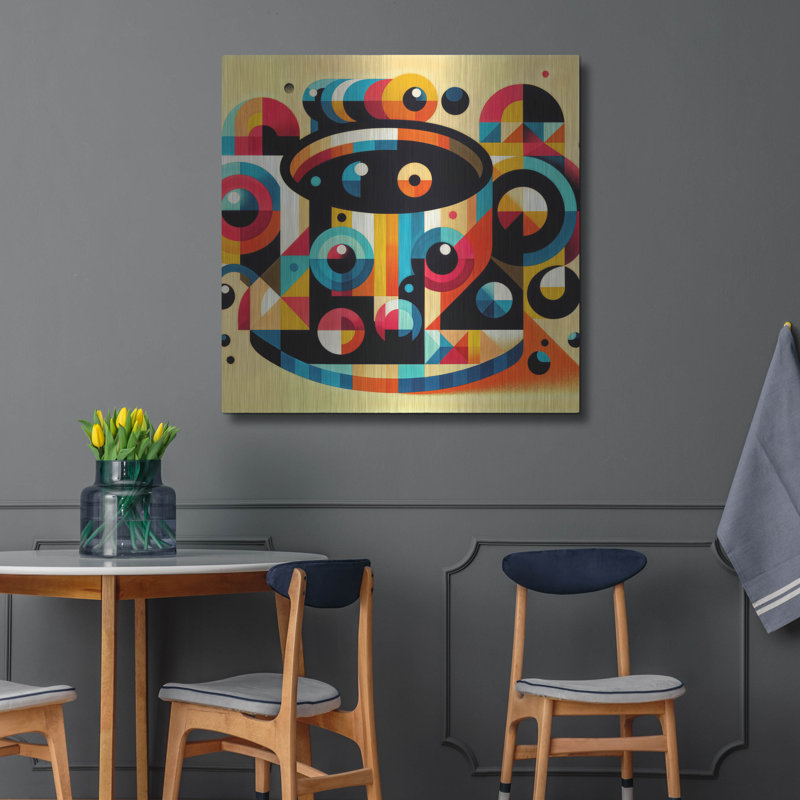  «Abstract Coffee Cup 1» par Rey Klimt, art mural en métal, 36 po x 36 po