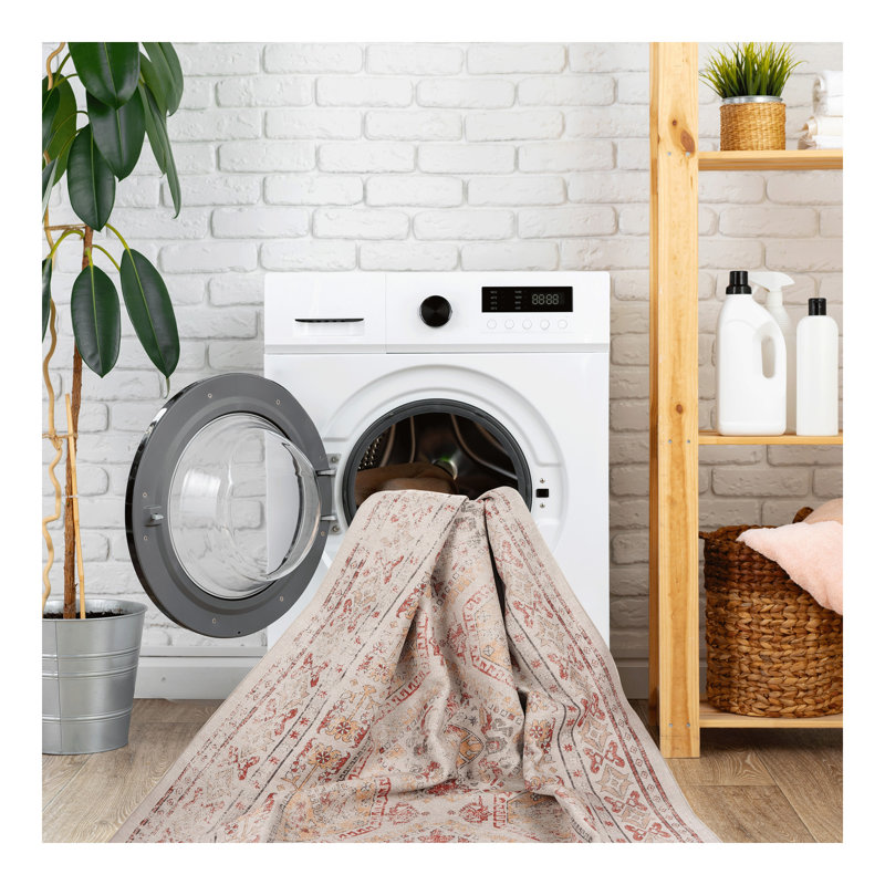 2'6''x10' Beige Runner, Washable Rug, Low-Pile, Non-Slip, Non-Shedding, Foldable, Kid & Pet Friendly - Area Rugs for living room, bedroom, kitchen, dining room rug - (Beige, 2'6''x10')