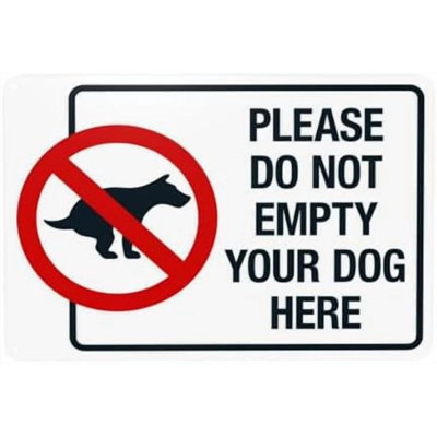 Please Do Not Empty Your Dog Here With Prohibited Graphic Warning Sign, No Dog Poop Security Metal Signs for Home Busines Outdoor Indoor Street Wall Caution Decor 12 x 8 Inch