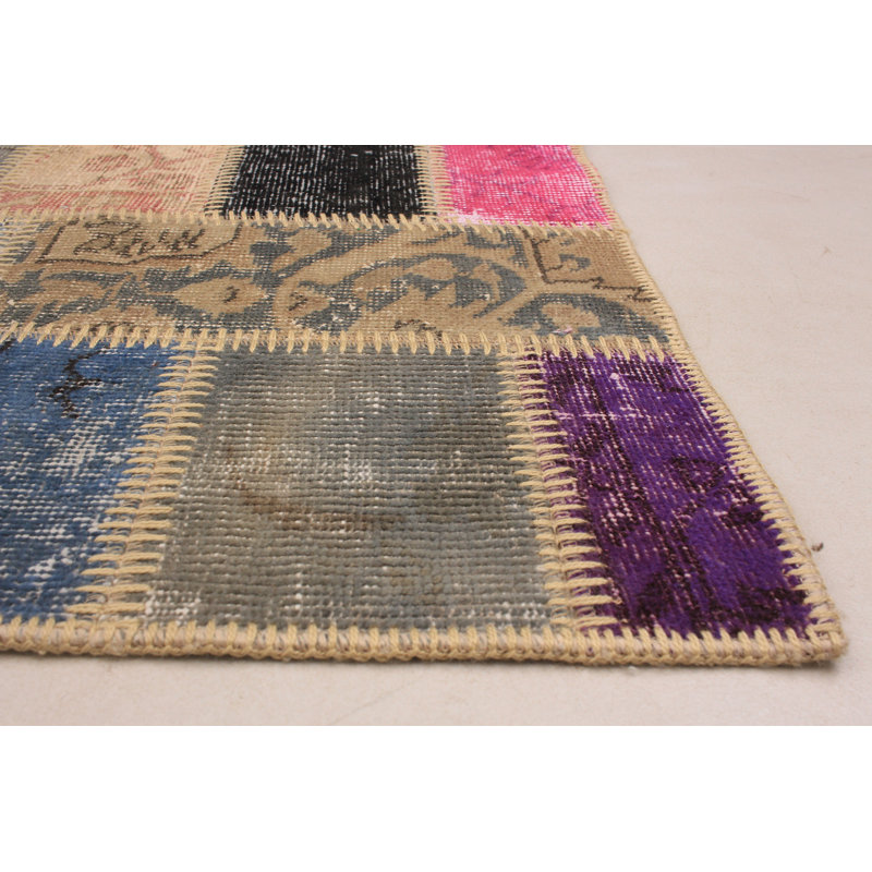 Tapis de bois one-of-kind-noué la 2010 kosak vert/gris/beige 5 pi 2 po x 6 pi en laine de 8 po Bridgit
