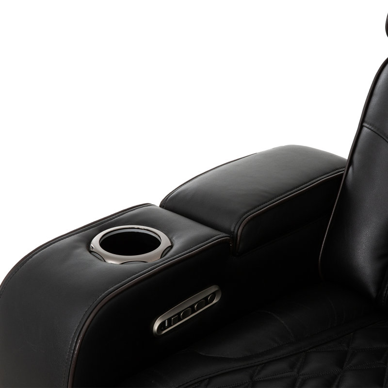 Hunter 37 in. Black Leather Match Power Glider Recliner