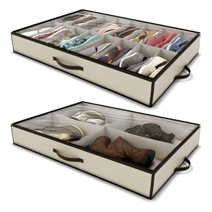 Rangement pour 16 paires de chaussures et 4 paires de bottes sous le lit