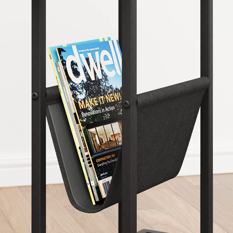 Side Table For Small Spaces, Slim Bedside Table With Storage Holder, Brown
