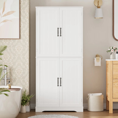 71.3" Freestanding Linen Storage Cabinet, Bathroom Cabinet (Handle Upgraded)