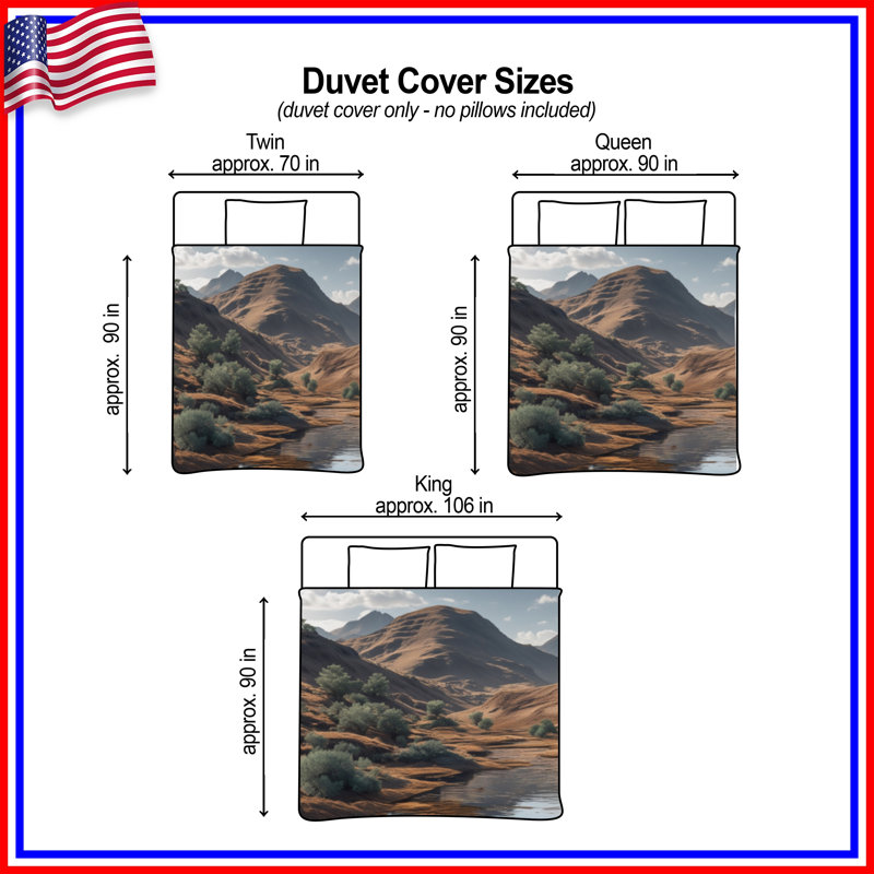 Housses de couette Mountain River Landscape, Grand lit