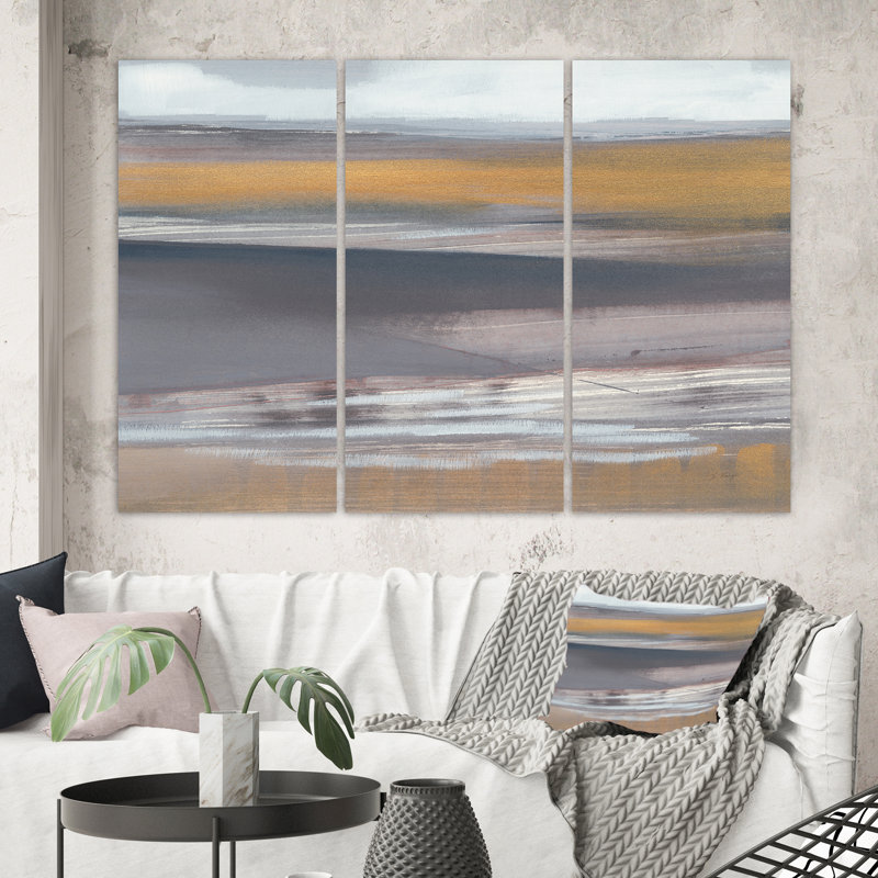 « misty gray beach », reproduction d’image multi-pièces sur toile, H 28 po x l 36 po x P 1 po
