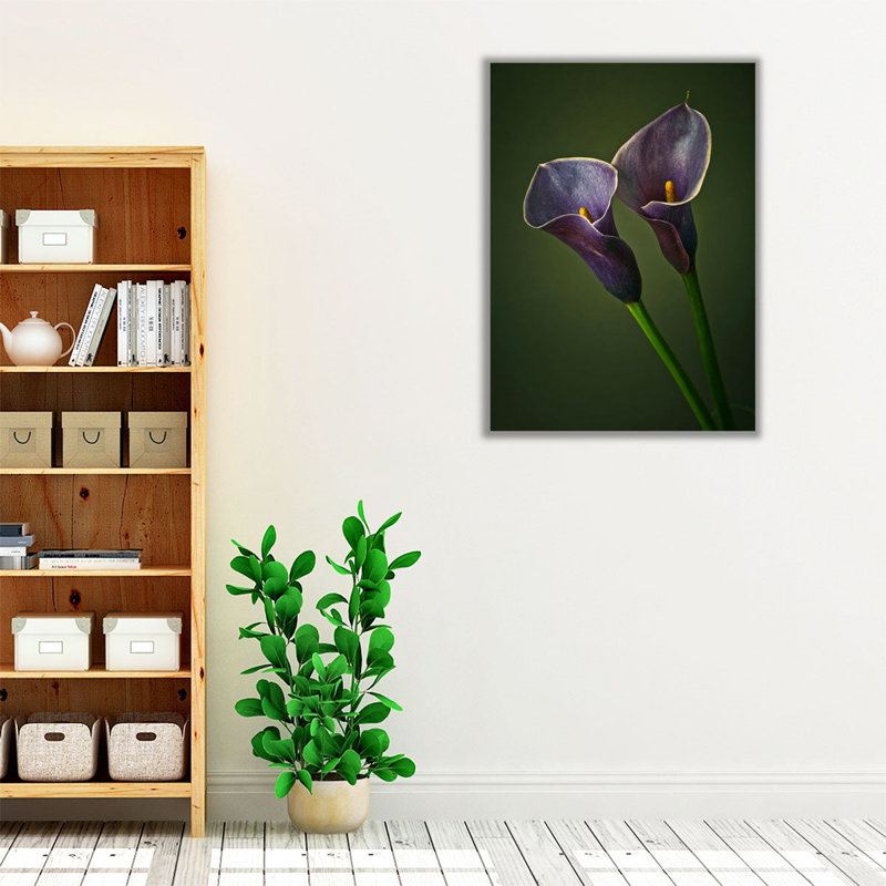 «Two Calla Lilies 1», reproduction d'art sur toile, H 40 po x l 30 po