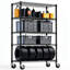 Étagère de rangement verticale en acier 5 d'une capacité de 1750 lb, tablettes réglables et 360 roues rotatives pour roues de gymnastique au carbone, cuisine-120632346