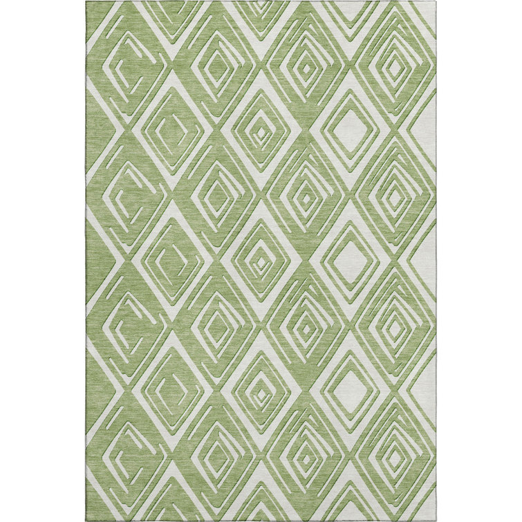 Premium Machine Washable Prisco Green Rug