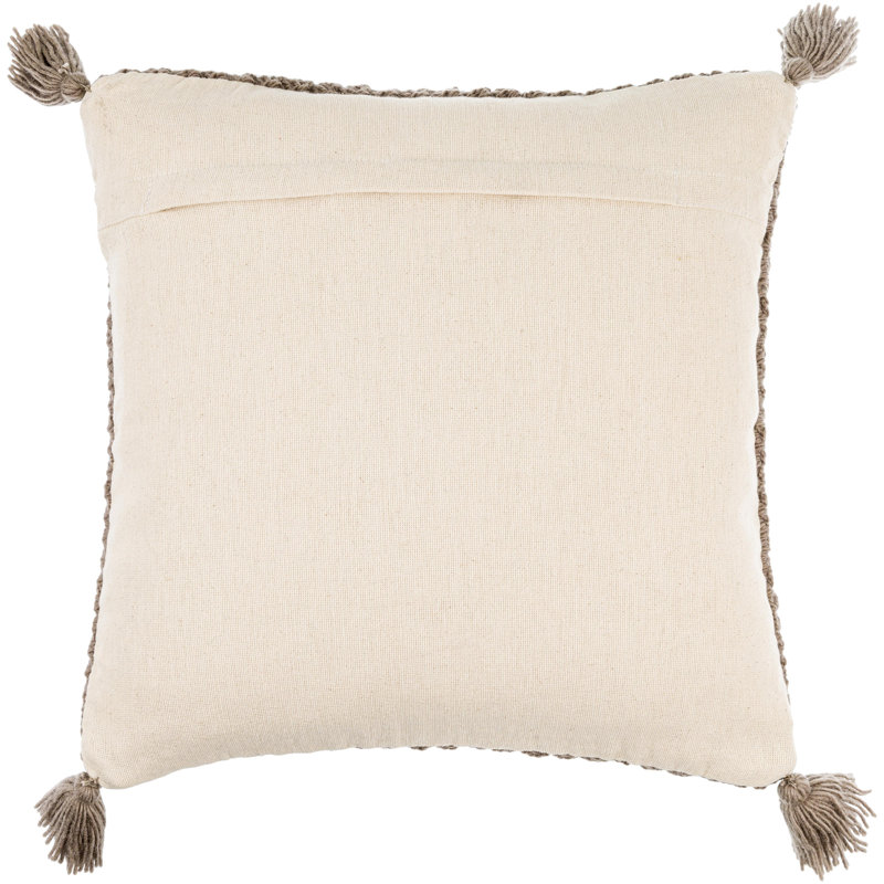 Makrome Wool Blend Reversible Throw Pillow, Brown, 18"H x 18"W, Down Blend