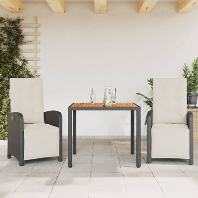  Ensemble bistro avec repose-pieds standard en rotin PE noir