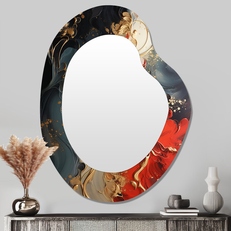 Allport - Miroir mural moderne à peinture abstraite aux formes asymétriques