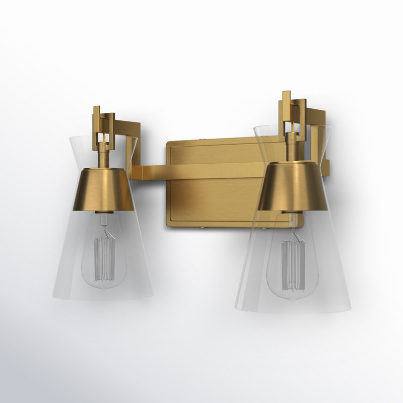 Cyclade 2 Light Transparent Dimmable Vanity Light, Brass
