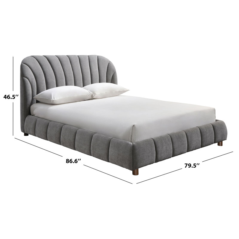 Upholstered Wingback Bed, Dark Gray/Walnut, RV King