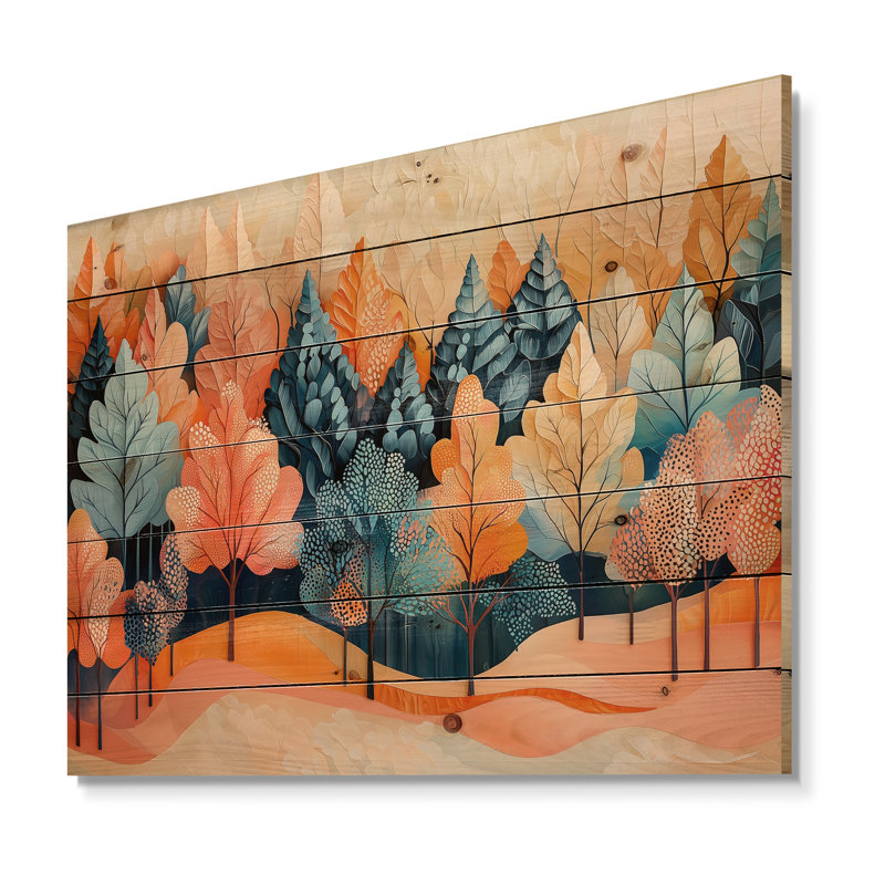 «Forest Trees Dream Fragments Forest II» - Décoration murale en bois de forêt - sur bois de pin naturel, H 10 po x l 20 po