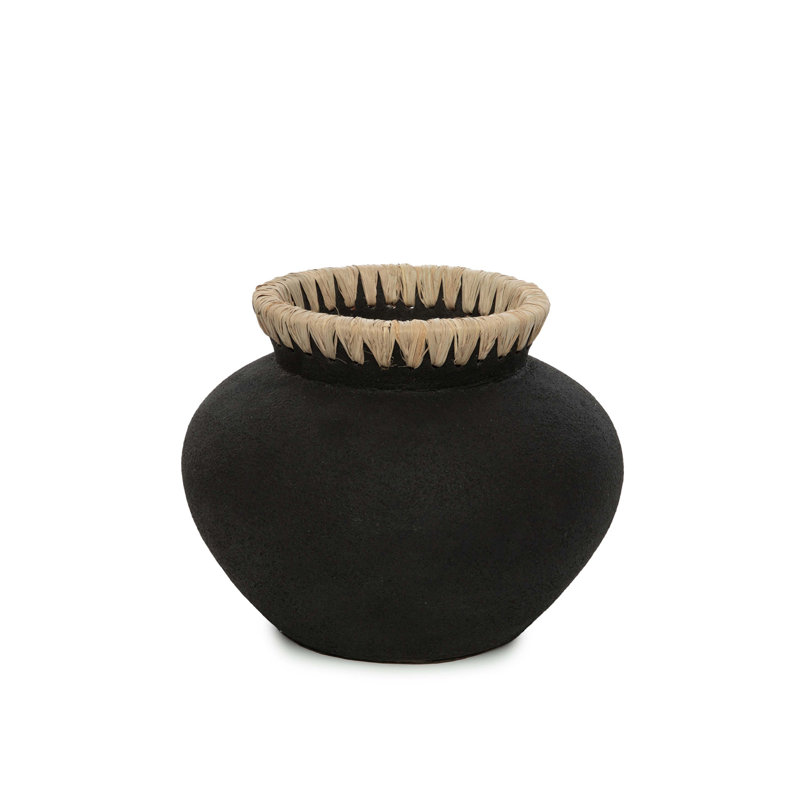 Alisynn Table Vase, Black/Natural, 23cm H x 29cm W x 29cm D