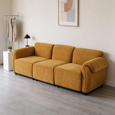 93-Inch Fashionable Modular Yellow Chenille Sofa with Iron Frame – Perfect for Living Room & Bedroom