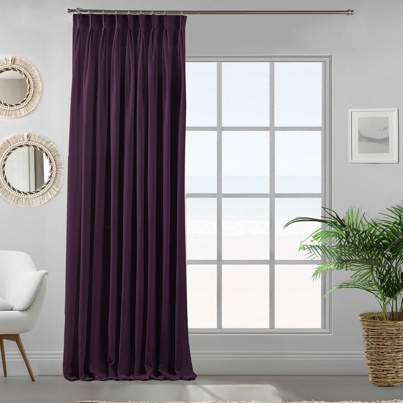 Room Darkening Single Curtain Panel, Purple, 130cm Width x 325cm Drop
