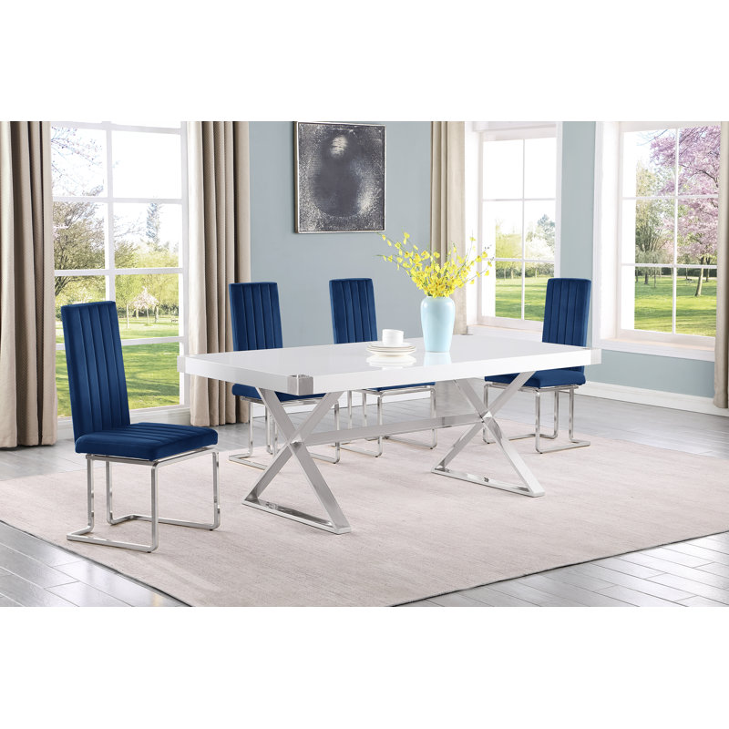 Ensemble repas 5 ou 7 pièces Ziona, 5, Marine / Argent, Argent argent
