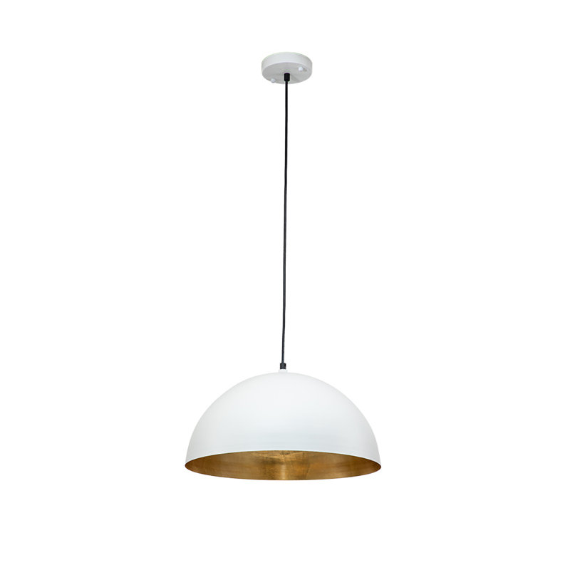 Luminaire suspendu industriel surdimensionné en métal surdimensionné, Blanc, H 9 po x l 15 po x P 15 po, Une lumière