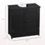 Armoire de salle de bain sous le lavabo avec 2 portes et tablette, meuble-lavabo à piédestal, noir