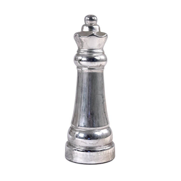 CosmoLiving by Cosmopolitan Dark Gray Aluminum Chess Sculpture