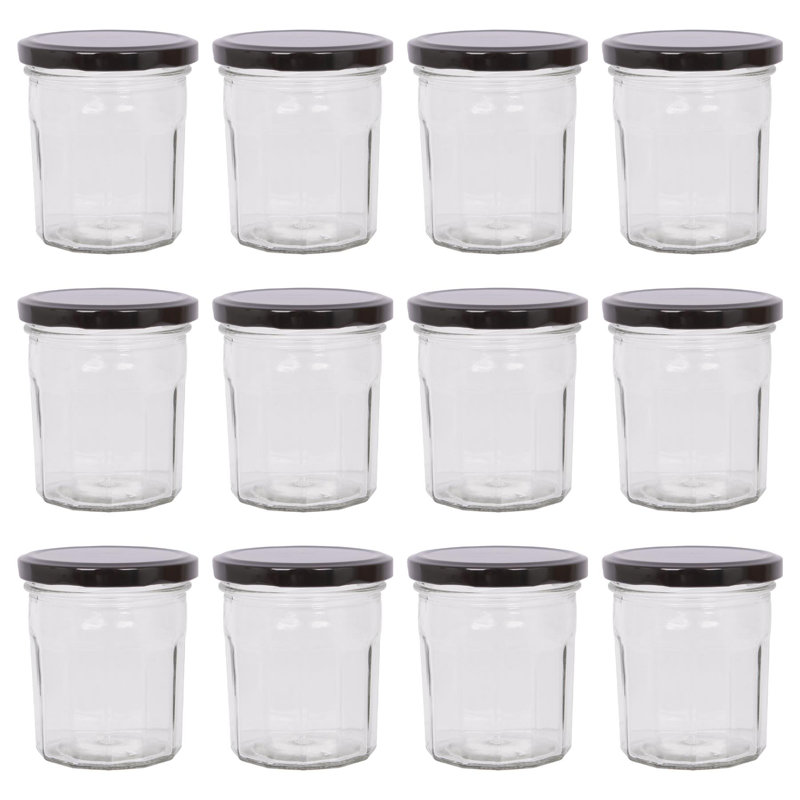 Argon Tableware  Glass Preserving Jars, Black, 250ml