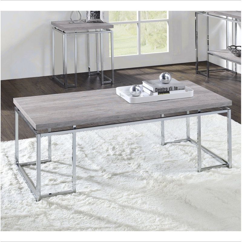 Rectangular Coffee Table With Metal Sled Base