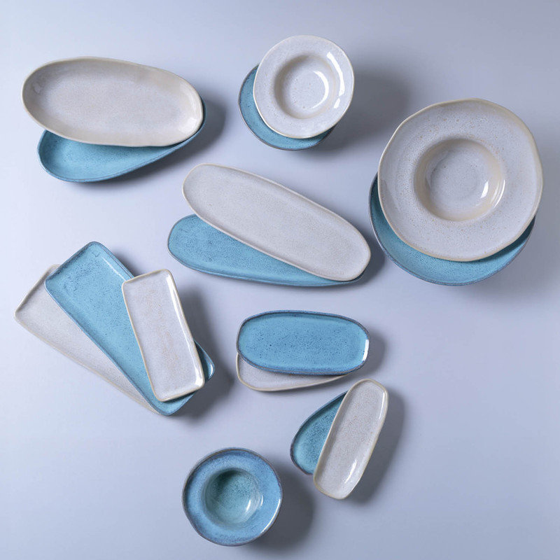 Handcrafted Latte Porcelain Deep Rim Salad/Dessert Plates, Set of 4