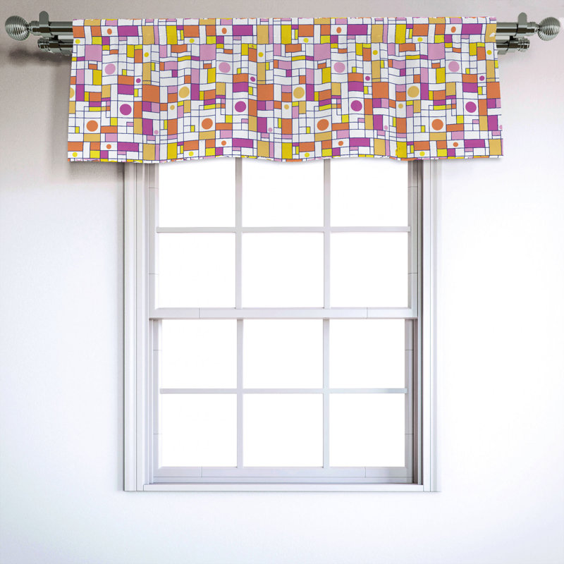 Sateen Geometric Ruffled Window Valance