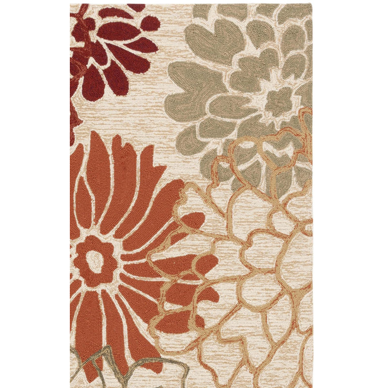 Aldford Hand Hooked Performance Floral Rug, Rectangle 5' x 7'