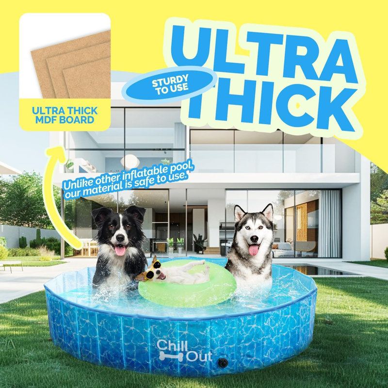 Pet Swimming Pool For Kids And Dogs Foldable Portable 3 Sizes, 63" x 11.8"