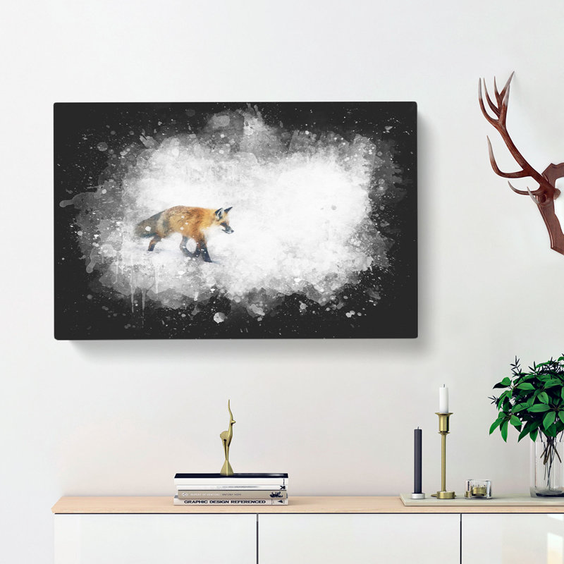 A Red Fox Alone In The Winter - Wrapped Canvas, 40cm H x 60cm W x 3cm D