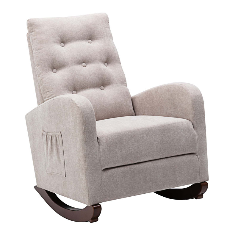 Fauteuil berçant à haut dossier Chrisann, 100% coton brun clair