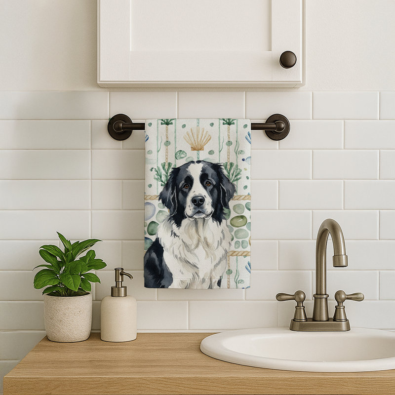 Landseer Newfoundland Coastal Sea Glass Kitchen Towel, Landseer Newfoundland