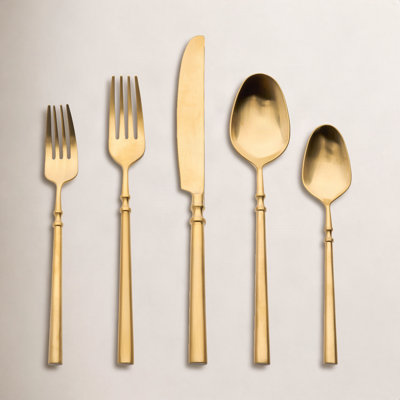 Regal Copper Handle 18/10 Stainless Steel 20 Piece Flatware Set, Service For 4