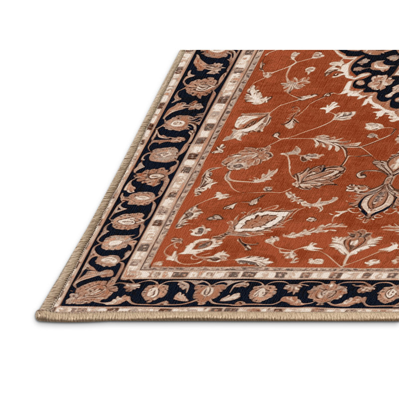 Machine Washable Tabriz Brown Area Rug, Carré 4 pi