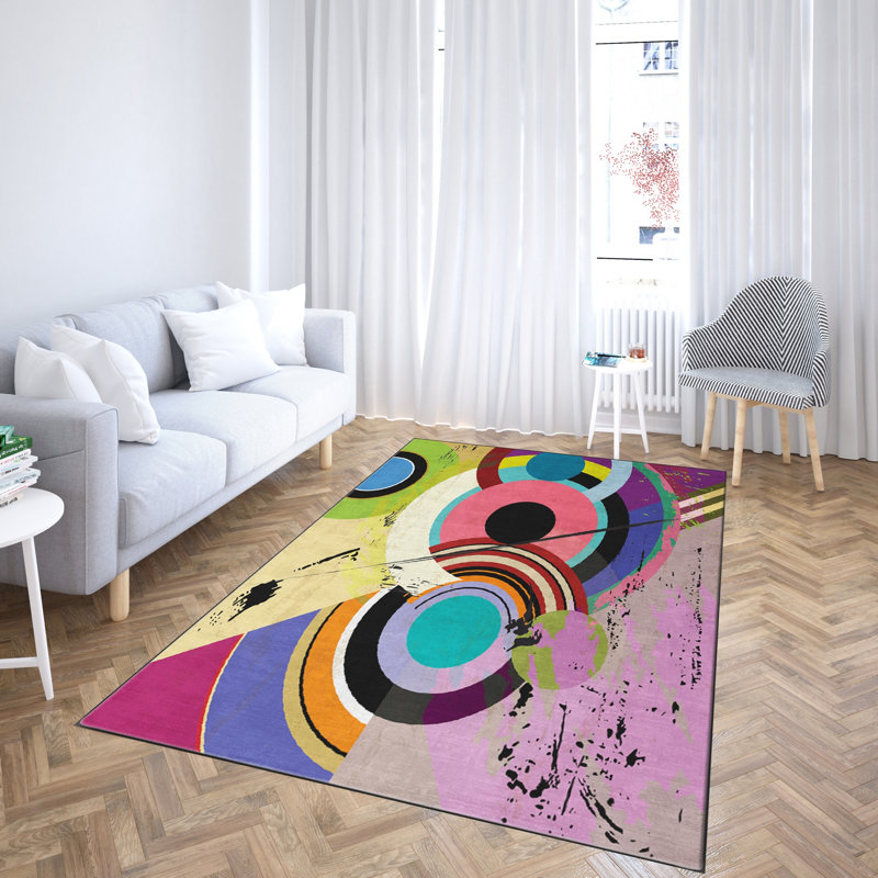 Non-Slip Area Rug, 100% Polyester, 47.2 x 70.9 inches | Raschel Knitting, Pile Height: 0.4 inches | Woven Carpet with Felt Dot Underside, Machine Washable | Stylish Digital Print Design for Home Decor