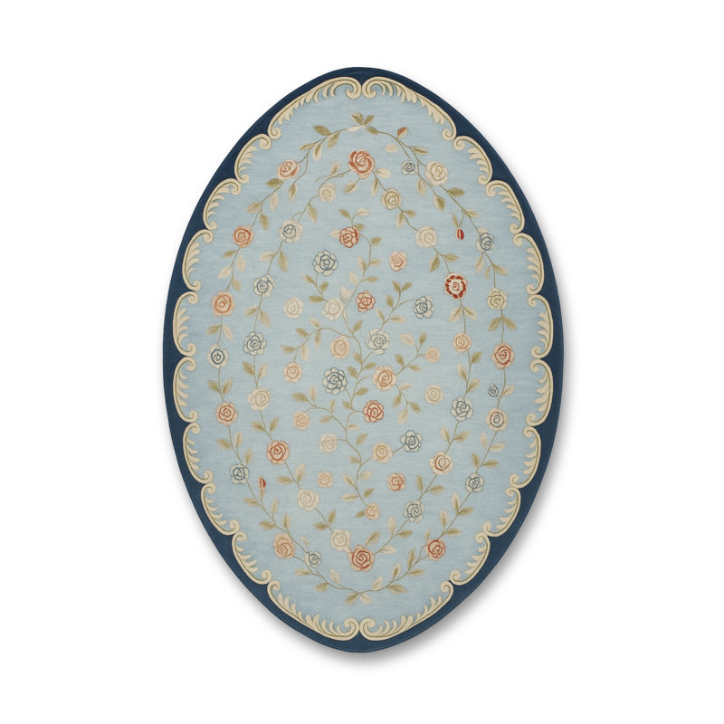 Tapis beige tissé à motif floral lavable Mosso, 3'3" x 4'11"
