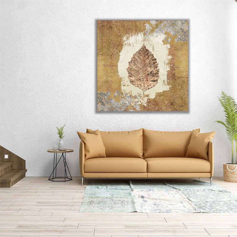 «Gilded Leaf VI», reproduction d'art sur toile, H 20 po x l 20 po