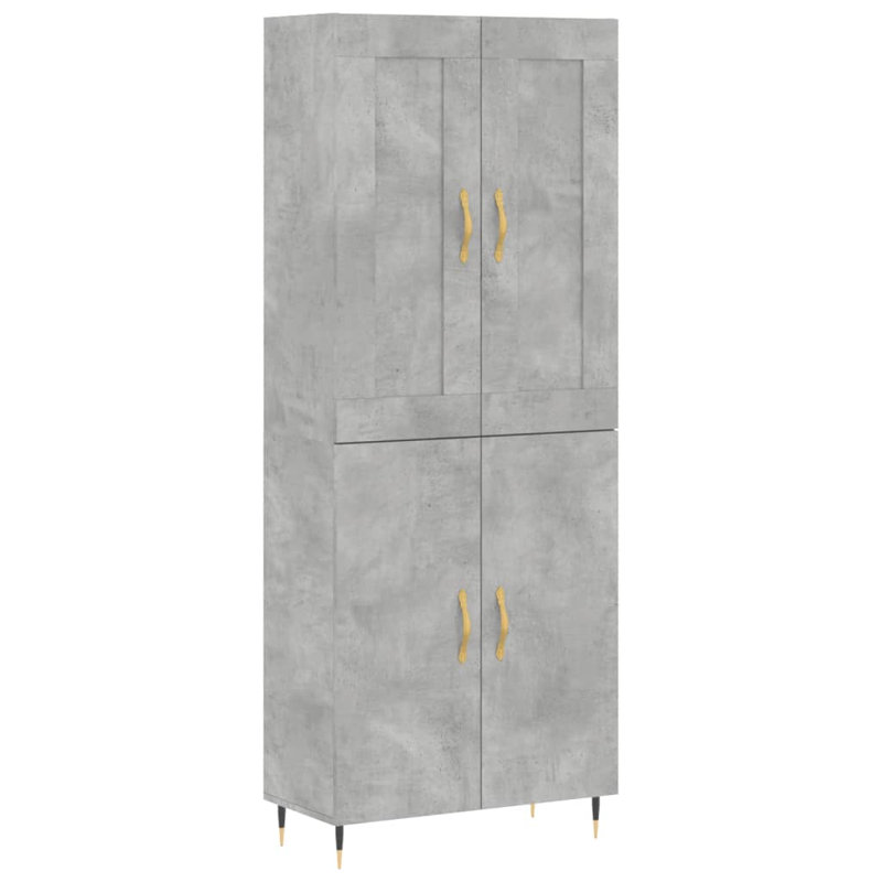 Frankfield 4 Door Manufactured Wood Wardrobe, Concrete Grey