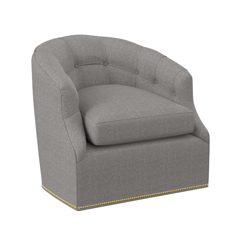 Chaise pivotante Calvert, Laiton poli - petite, Viscose ciel Kinsley