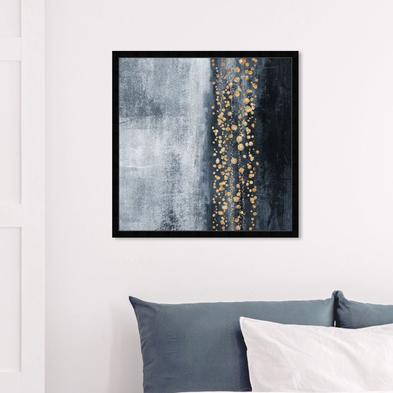 Down The River Abstract - Reproduction d'art graphique sur papier encadré, Cadre noir plat, H 14 po x l 14 po x P 0,5 po