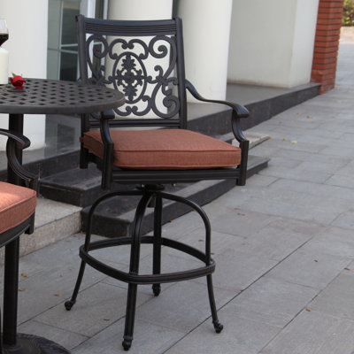 Berenice Metal Outdoor Stool with Cushion