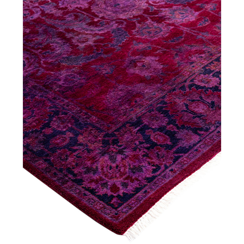 Overdyed Hand-Knotted Wool Modern-Contemporary Purple Area Rug 4' 2" x 6' 4"