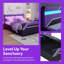 Grand lit de jeu avec tête de lit à DEL RVB, lit plateforme de style Cyberpunk avec rangement hydraulique, cadre de lit tapissier noir mauve, aucun sommier nécessaire, High Tech pour chambre d'ado-1587241016