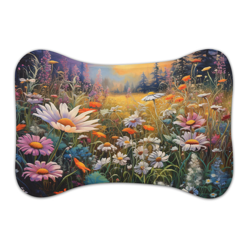 Tapis d'alimentation en forme d'os 1 pièce Wild Blossoms, Moyen (18 po)