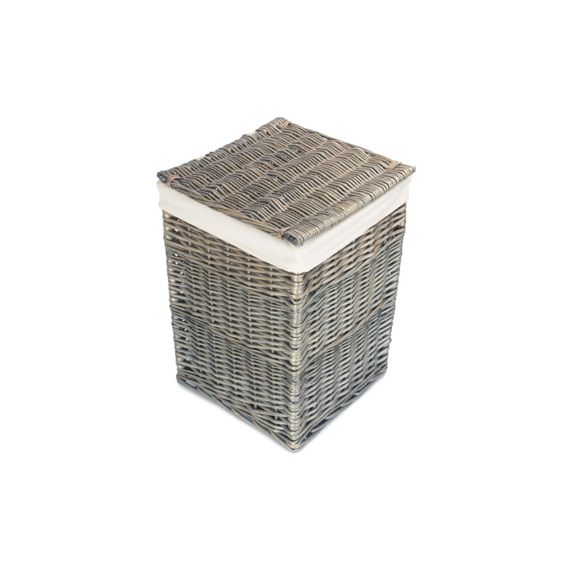 Wicker Lined Laundry Basket, Small