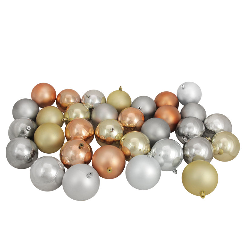 Boules de Noël incassables à 2 finitions, Argent / champagne / or