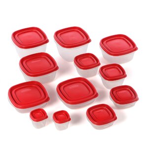 RUBBERMAID Square 4oz 118 ml Food Storage Container Red Lid Set Of 5